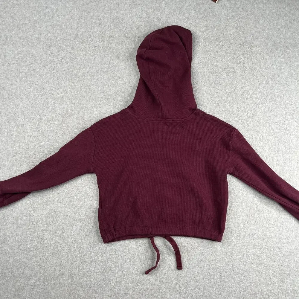 OshKosh B'gosh Baby Hoodie Waffle Knit Shirt Size 6 Burgundy Pockets